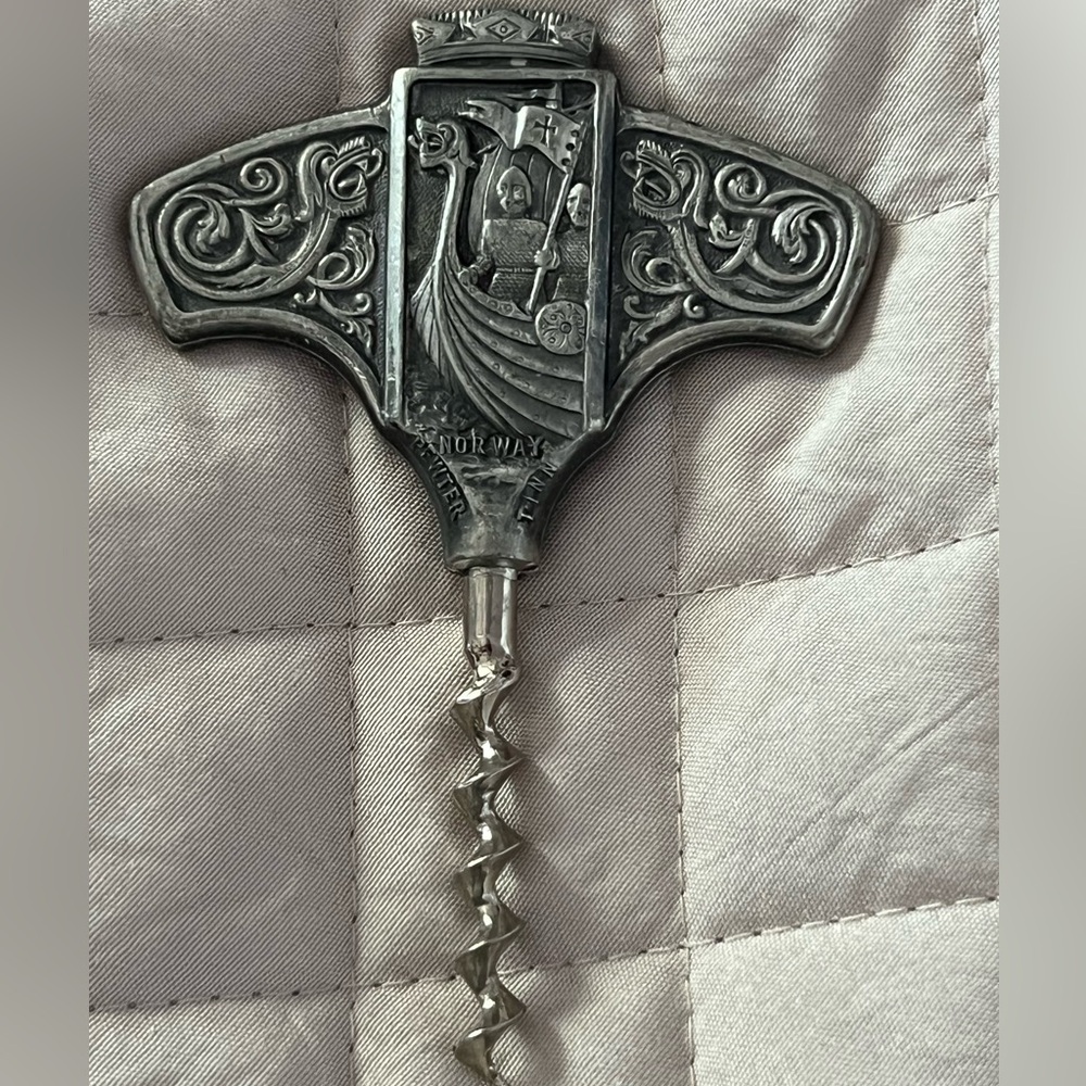 TINN Pewter Norway Corkscrew
